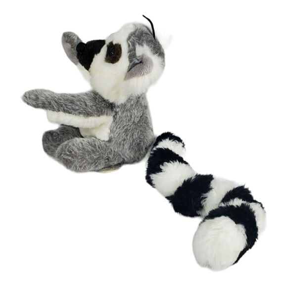 Vo-Toys Ring Tailed Lemur Plush Long Tail Gray Stuffed Animal Toy Lovey Squeaks - Picture 2 of 9